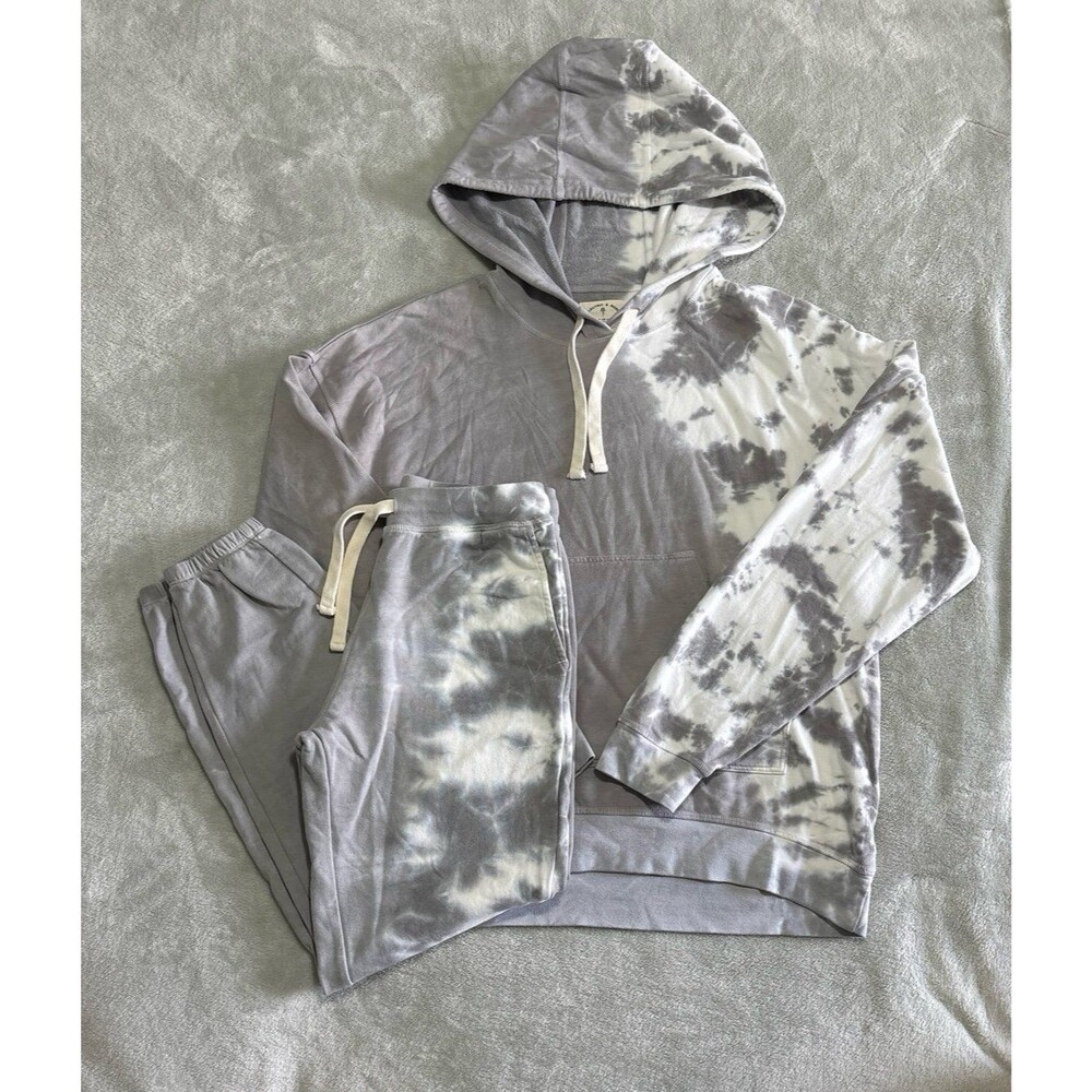 Electric and Rose tiedye sweatsuit hoodie pants set sweatshirt sweatpants grey